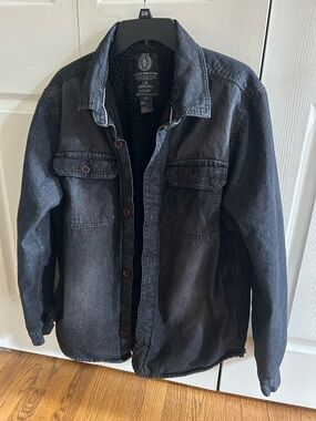 Buffalo David Bitton Black Sherpa-Lined Denim Jacket